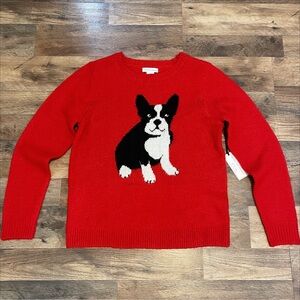 NWT Cupcakes and Cashmere | French Bulldog Sweater Knit Puppy Graphic Pullover